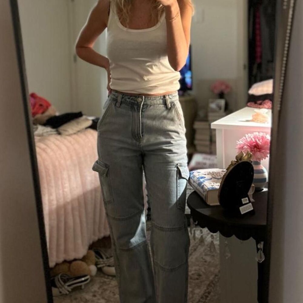 Princess-polly Women's Blue and Grey Trousers